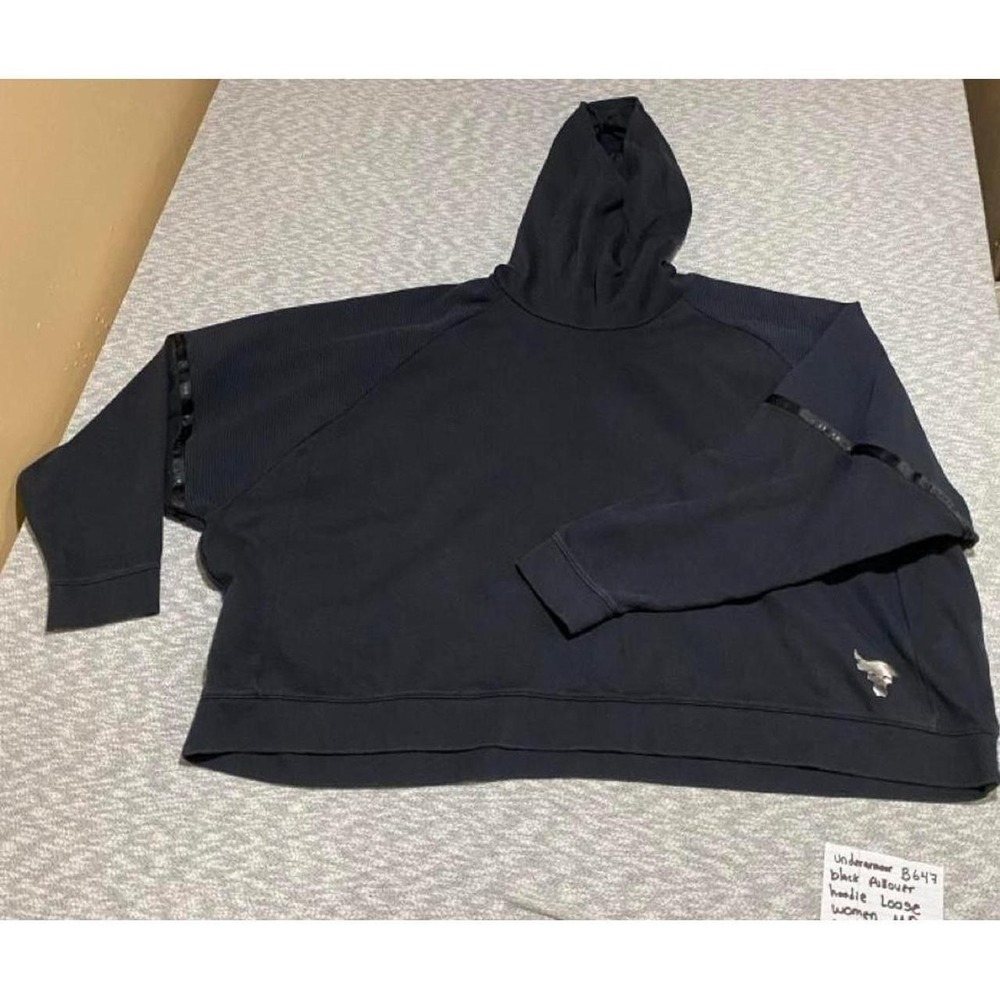 Under Armour black pullover hoodie Women MD. All day Hustle back logo SKU-B647